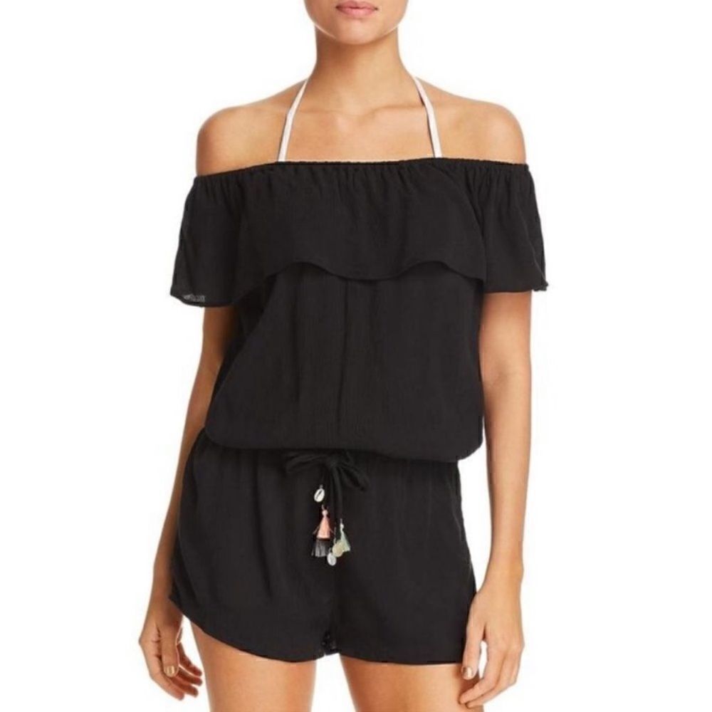 Isabella Rose Besties open back off the shoulder romper Swim Cover Up Sz Small